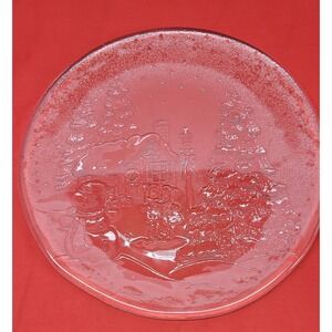 Libby Snowman Carolers Round Christmas Decorative Serving Plate Village 13"